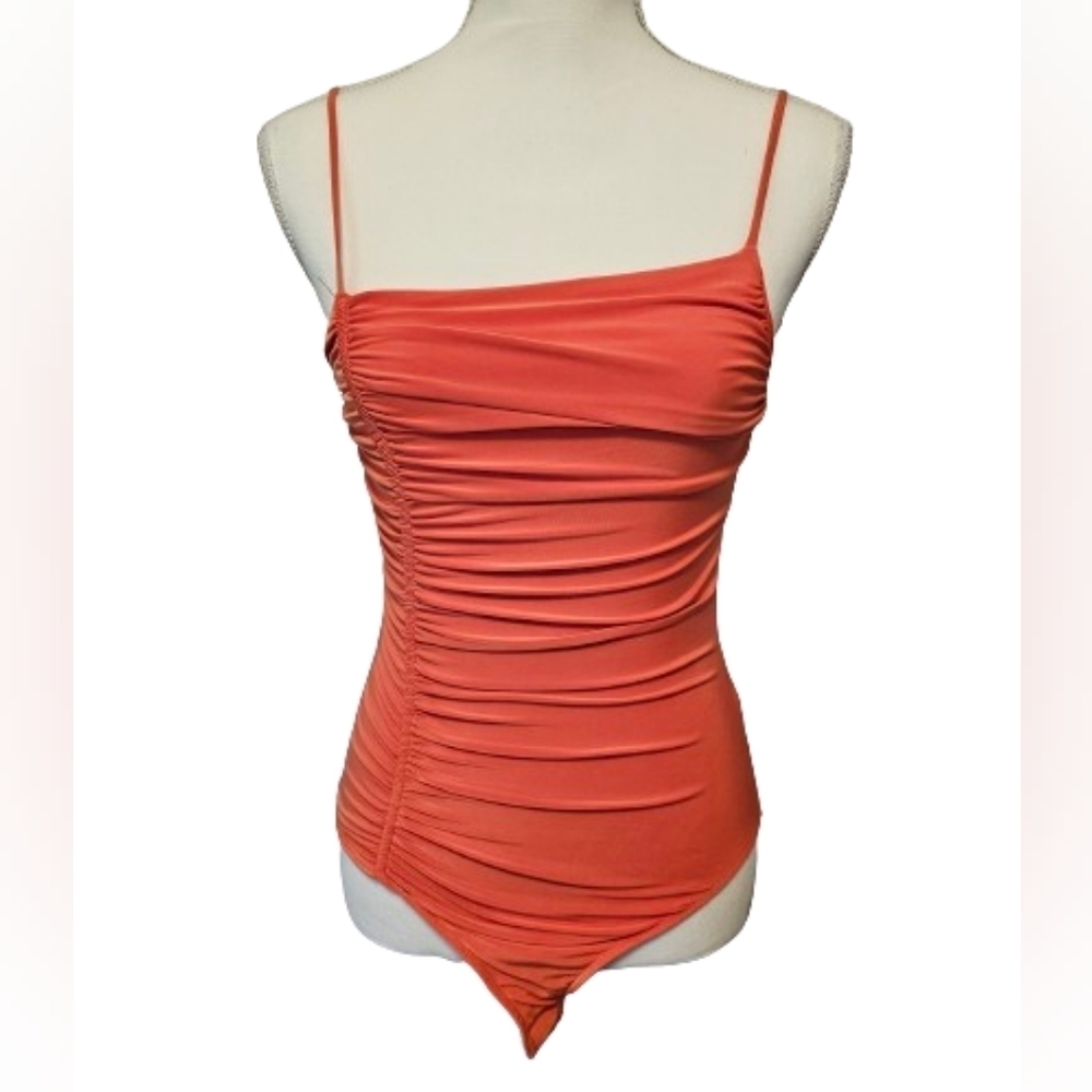 21 Saints Hot Orange Spaghetti Strap Bodysuit Women's Size Small NWT